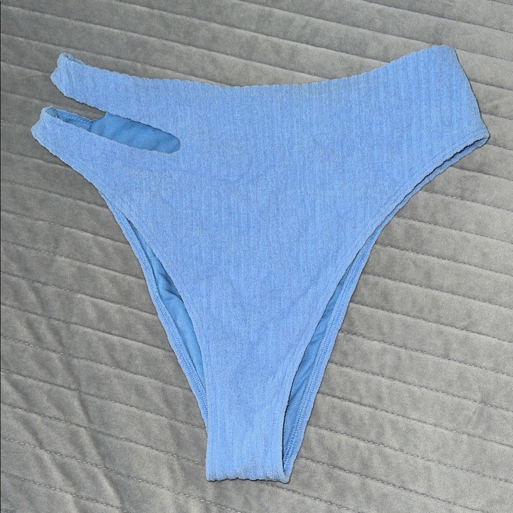 Abercrombie & Fitch Blue Ribbed Terry Cloth Bikini Swim Bottom